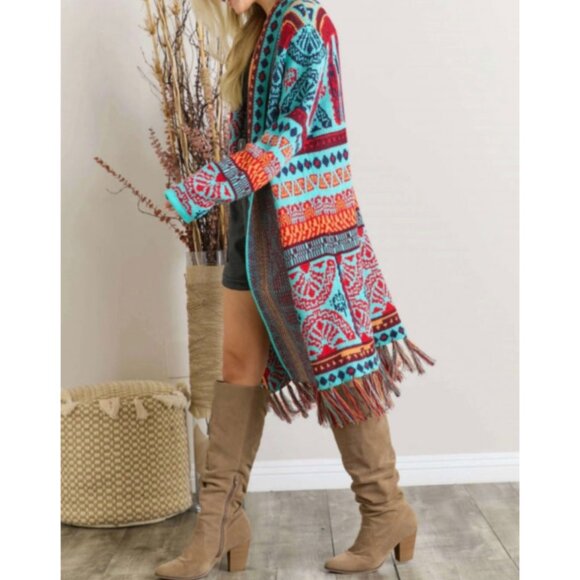 Boho Fringe Cardigan Sweater - Picture 3 of 12